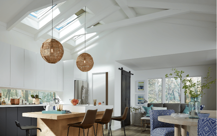 Daylight through VELUX skylights in a home